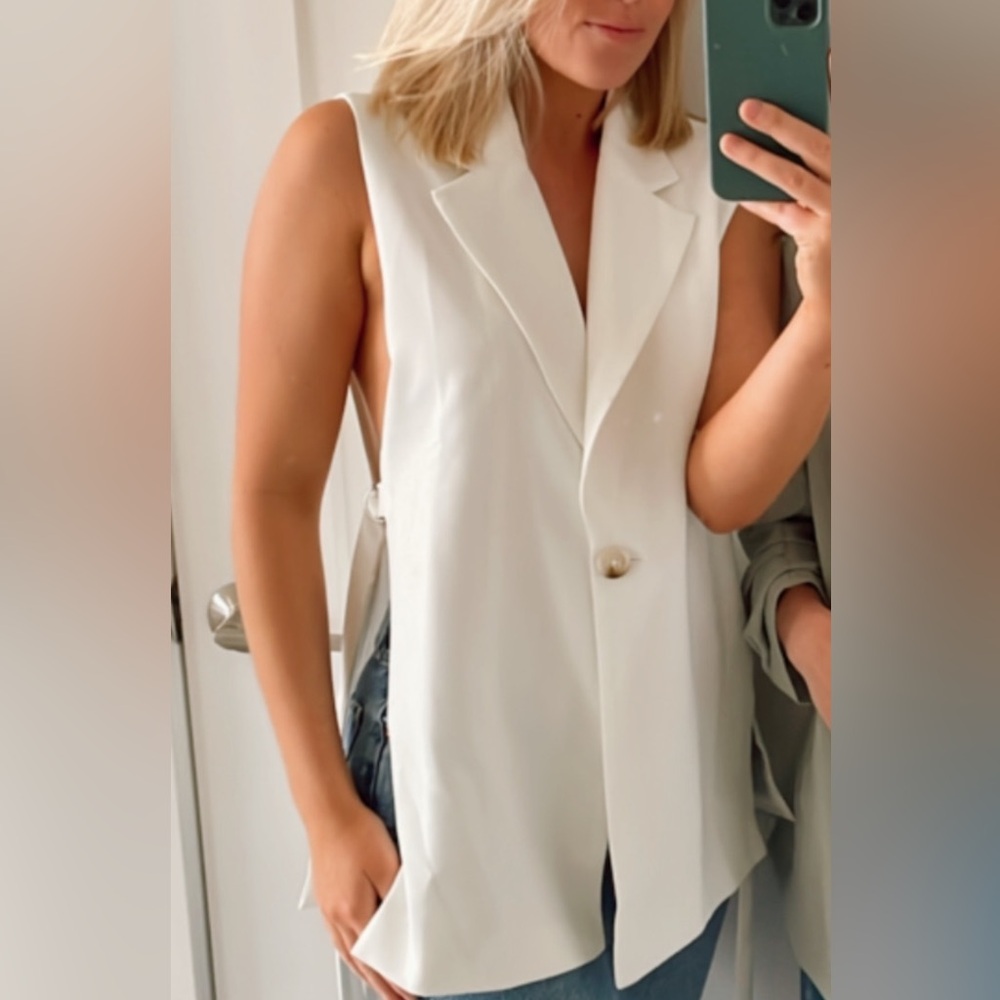 Single Button Up White Blouse - image 2